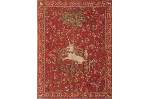 Gobelín Tapisserie  Licorne captive rouge